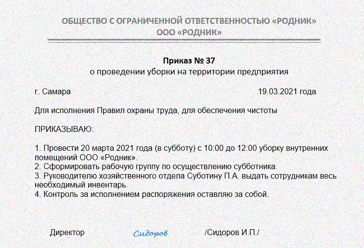 Приказ завода. Приказ об уборке территории. Приказ на уборку. Приказ об уборке территории предприятия образец. Приказ по уборке помещений.