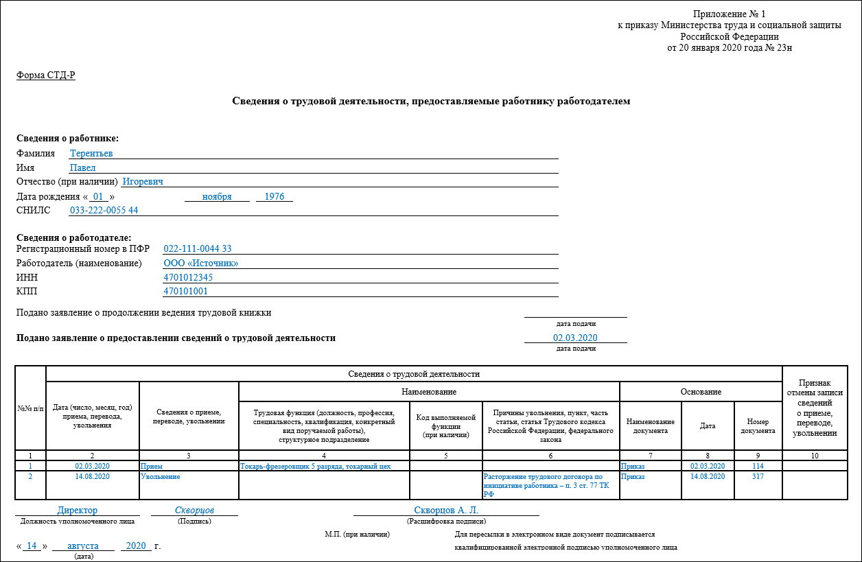 Образец заполнения отчета по форме стд-р в 2022 году